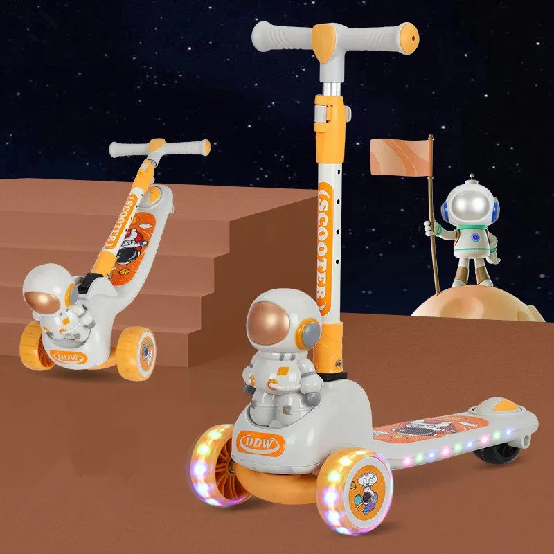 Kids Three Wheels Kick Scooter With Light And Music In Austaronaut Style