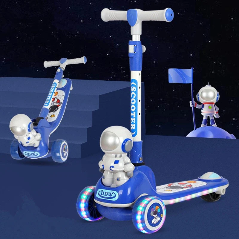 Kids Three Wheels Kick Scooter With Light And Music In Austaronaut Style