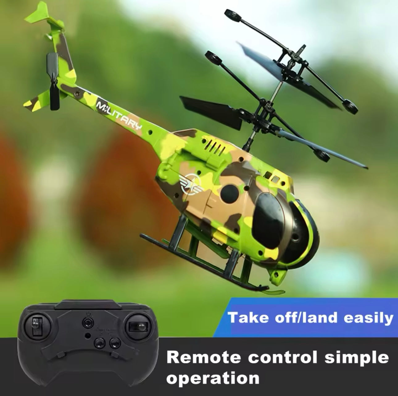 Remote-controlled RC military helicopter for kids