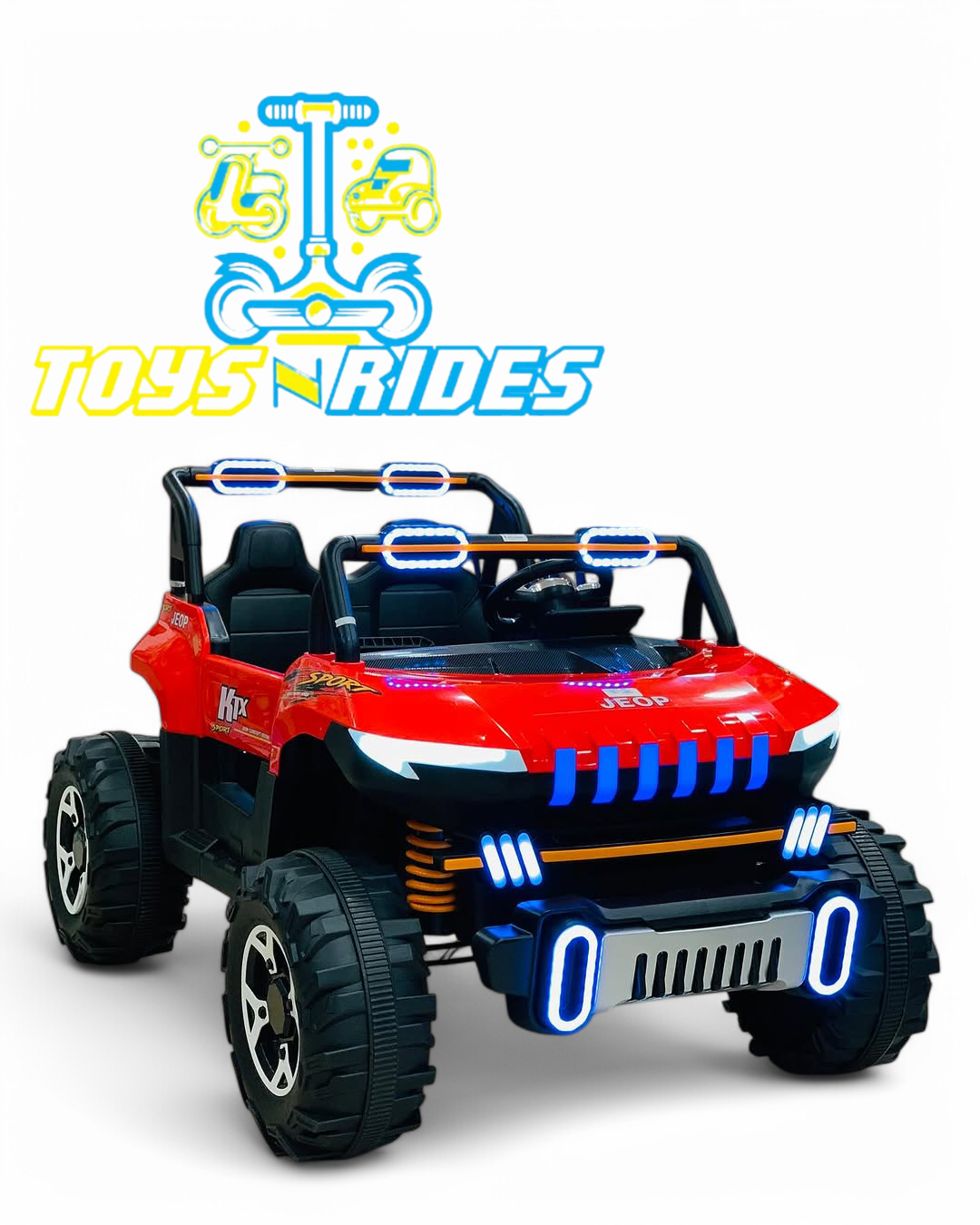 Rechargeable 12V Kids Jeep from TOYSNRIDES - Jumbo sitting capacity for ages 3-15 years, featuring unbreakable tyres and a waterproof design for endless outdoor fun