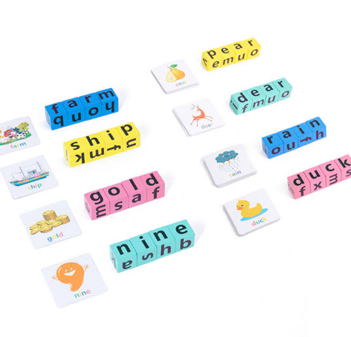 Building blocks creative wooden crossword english letter recognition toy for kids