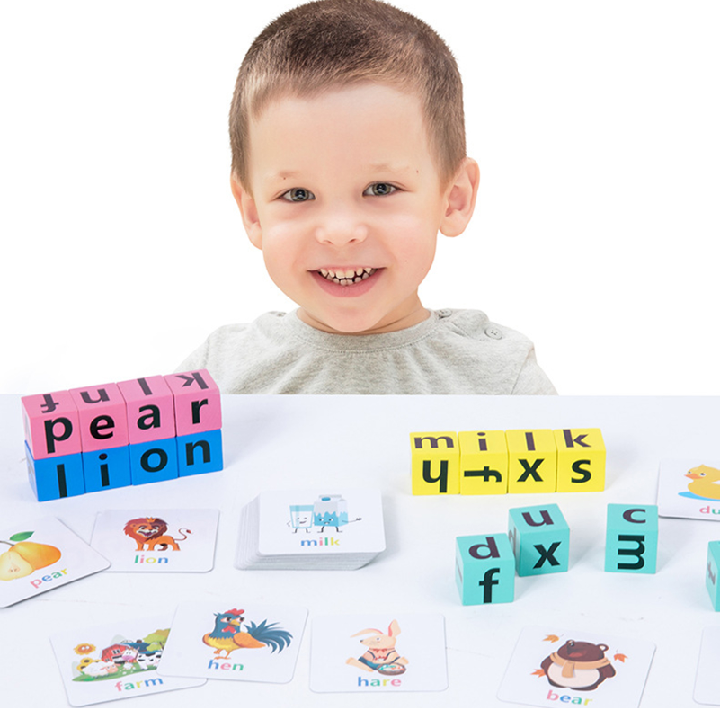 Building blocks creative wooden crossword english letter recognition toy for kids