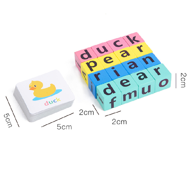 Building blocks creative wooden crossword english letter recognition toy for kids