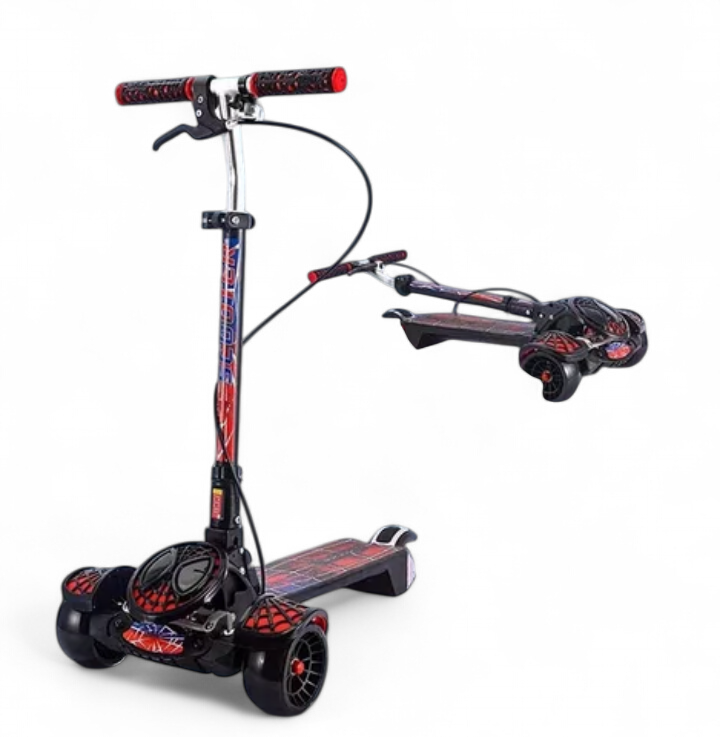 Spider-man shape foldable heavy duty manual Scooty for kids