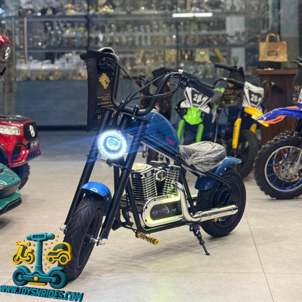 Kids Electric 2-Wheel Harley Style Bike | 36V Rechargeable Battery, 3 Speed, Ages 6-13