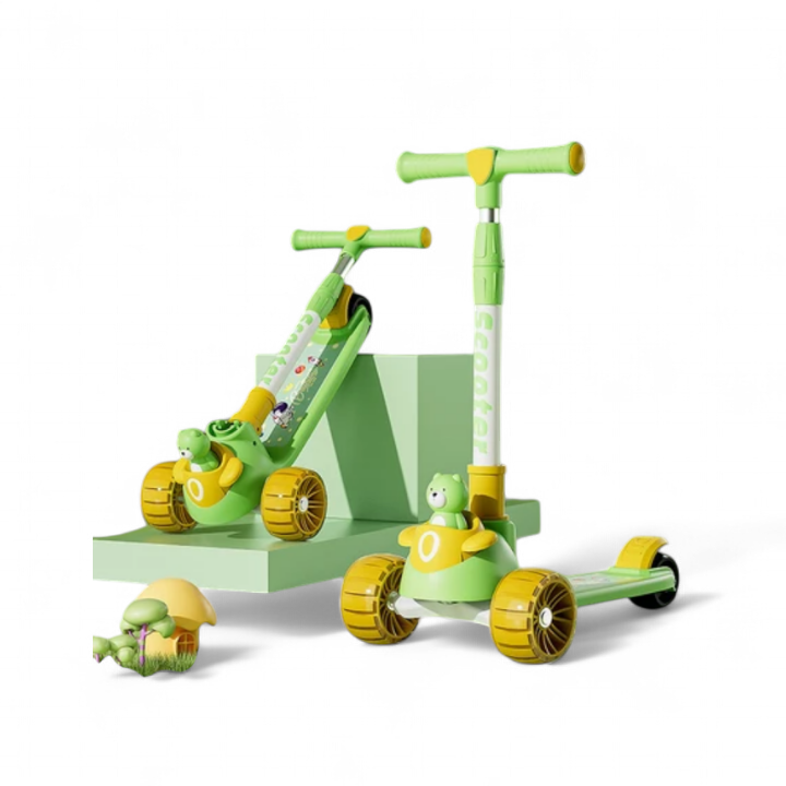 Manual & foldable child's Scooty with cute bear figure for kids for ages 3-10