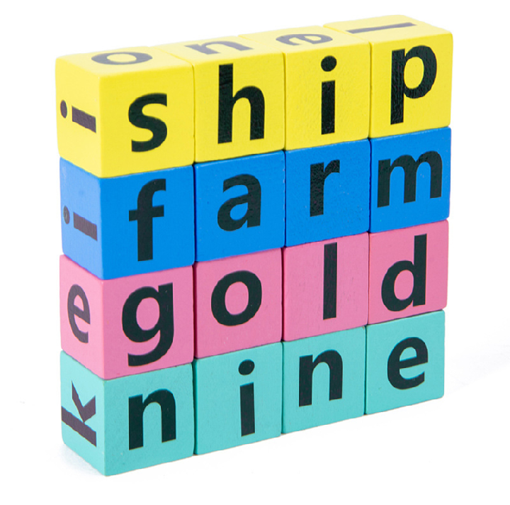 Building blocks creative wooden crossword english letter recognition toy for kids
