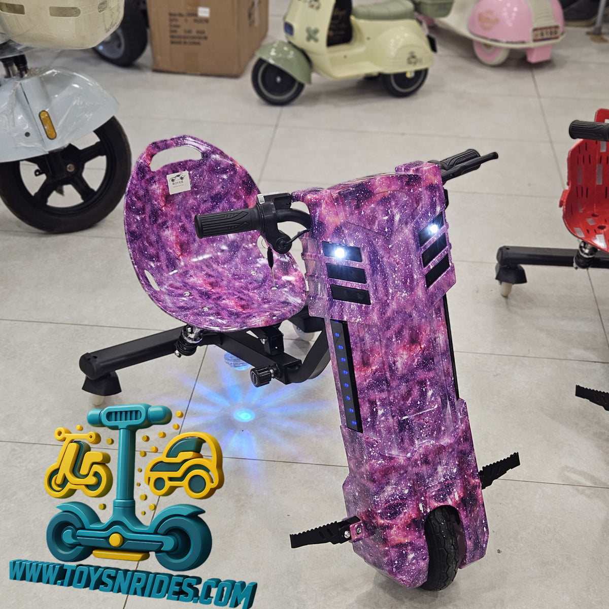 3-wheel electric bike for kids, 3-wheel drifting scooter, imported premium quality with helmet and safety kit.