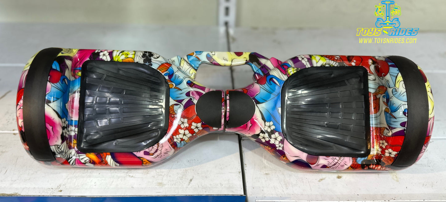 Teen riding TOYSNRIDES Bluetooth hoverboard with LED body lights