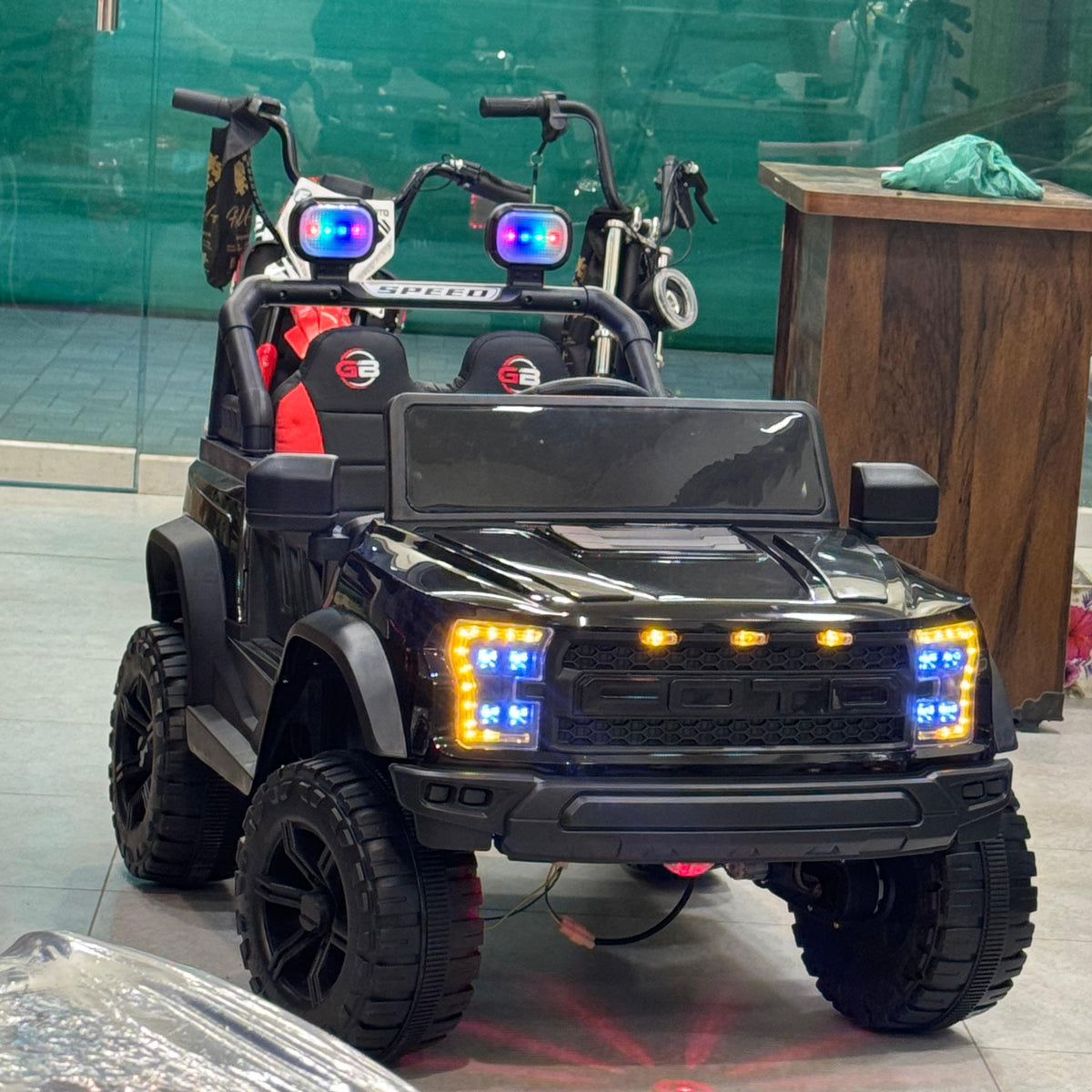 12V Kids Jumbo 4×4 Electric Jeep – Double Seater Remote & Self Operated