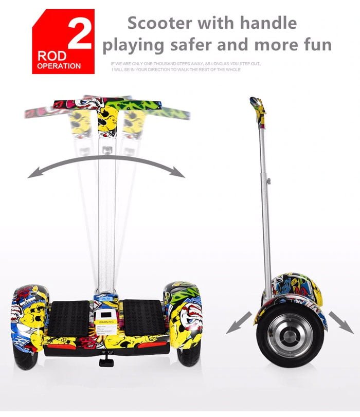 Colorful scooter with handle on a white background