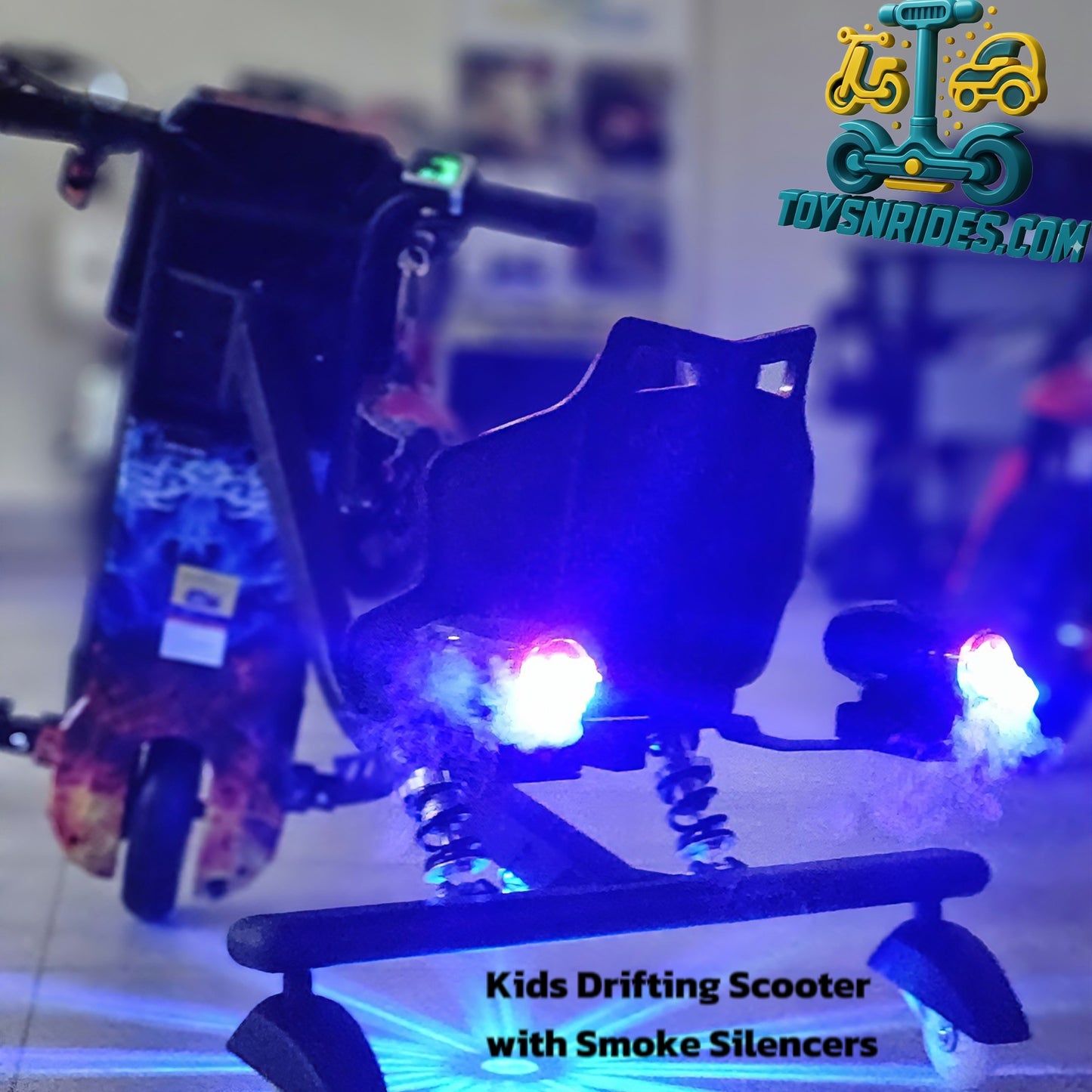 kids-drifting-scooter-with-smoking-silencer