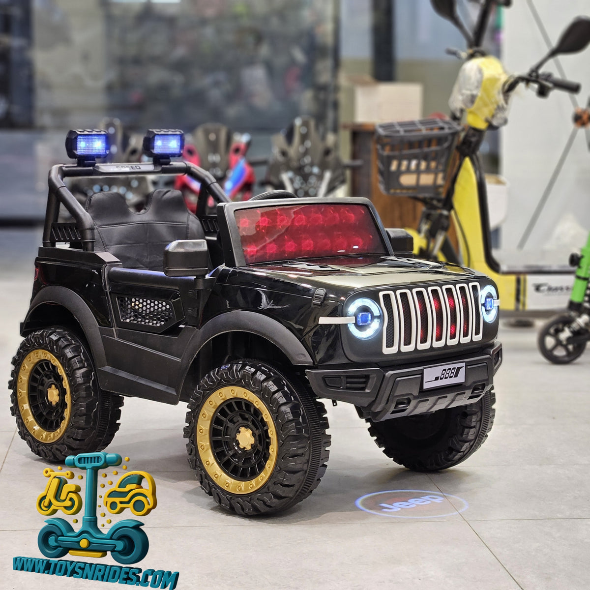 Kids electric jeep with remote control and LED lights