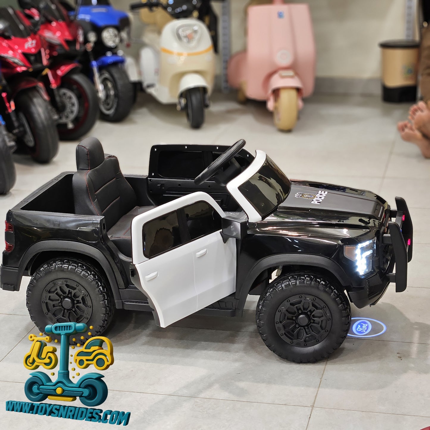 Ford style police kids battery operated pickup truck with remote control