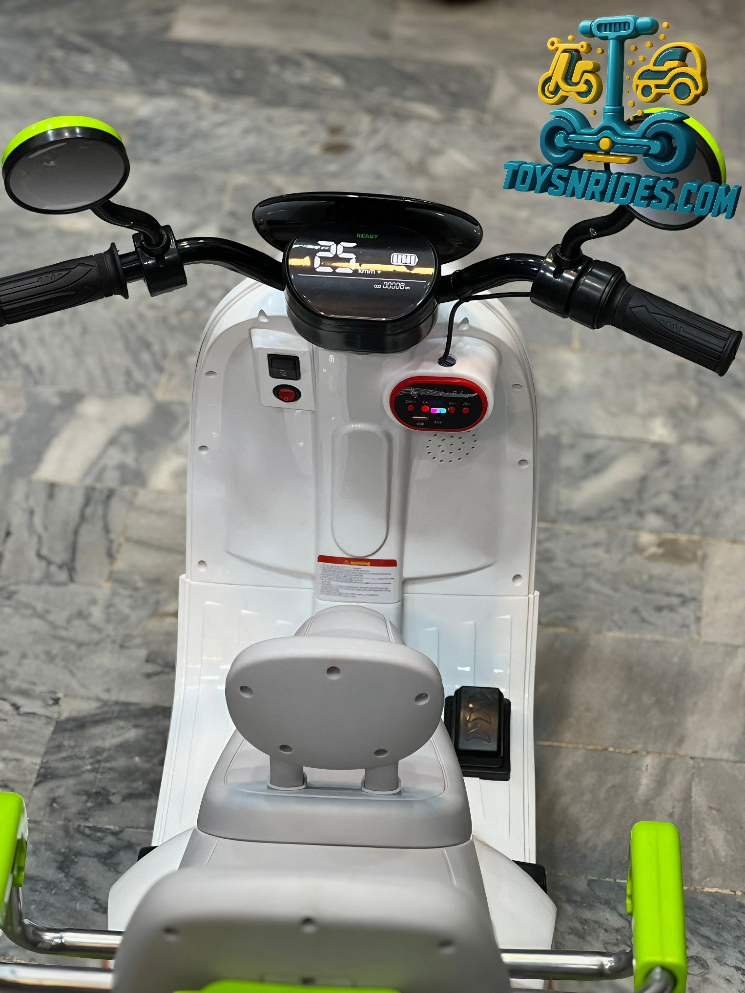 kids battery powerd 2 seater vespa bike