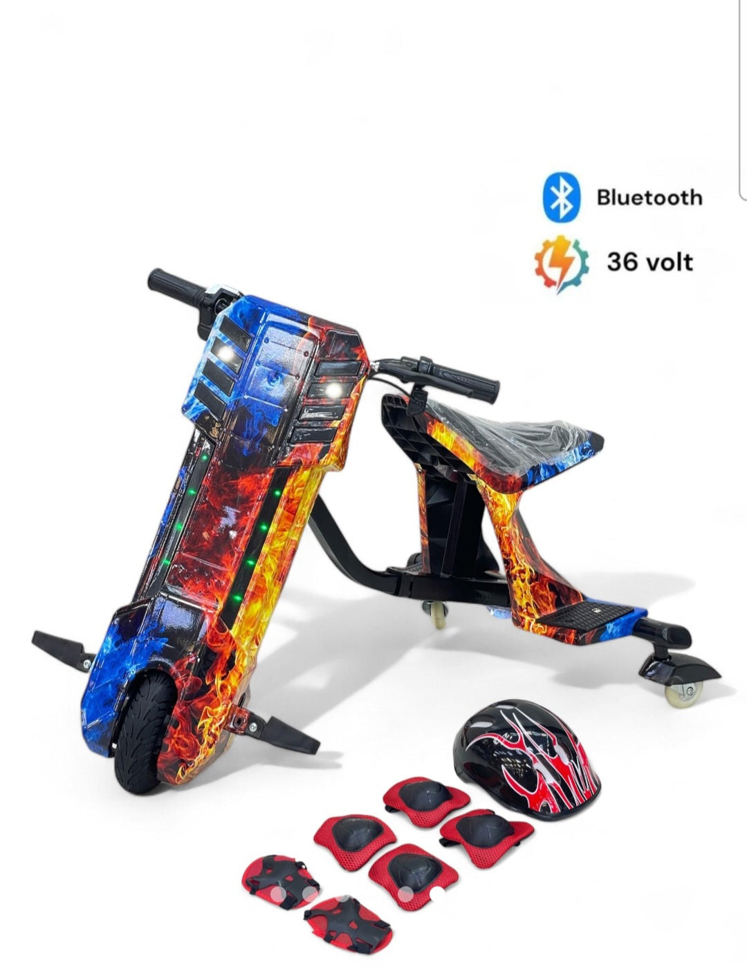Kids 3 Wheel Electric Drifting Scooter Ride On Bike with High Seat, LED Lights & Rechargeable Battery bike