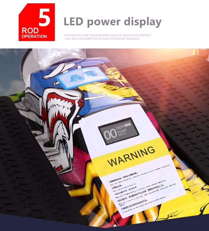 standing hoverboard with Colorful rod with LED power display